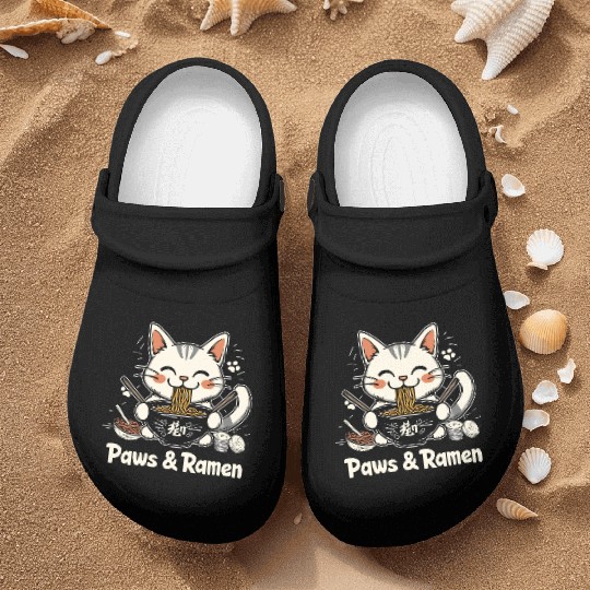 Funny Cat Paws and Ramen Kawai Nurse Clogs