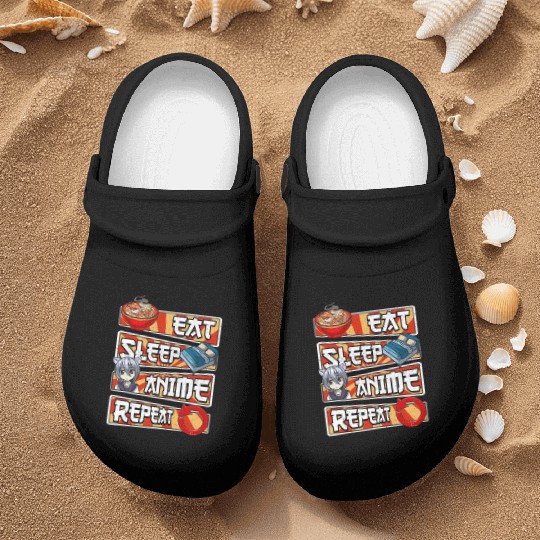 eat sleep anime repeat cute lovers obsessed Nurse Clogs