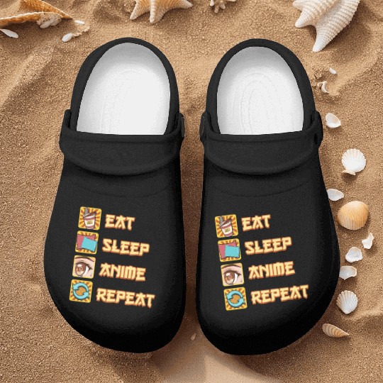 funny eat sleep anime repeat the perfect presents Nurse Clogs