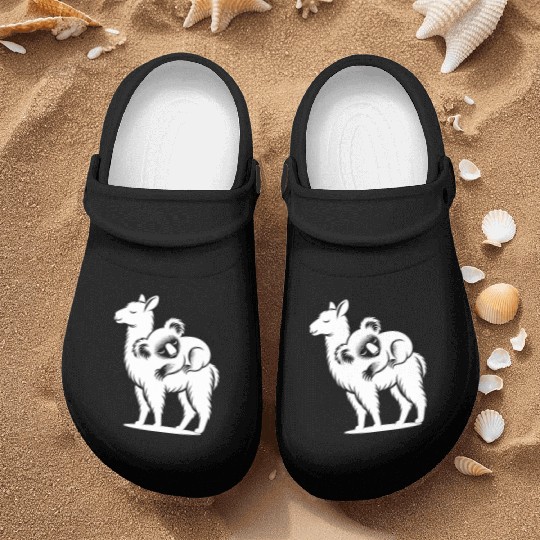 Funny Llama With A Chilling Koala On Its Back Nurse Clogs