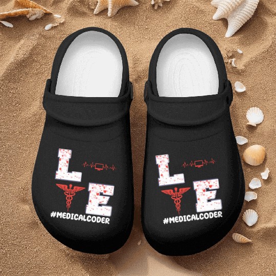 Medical Coder Valentine's Day Design Nurse Clogs