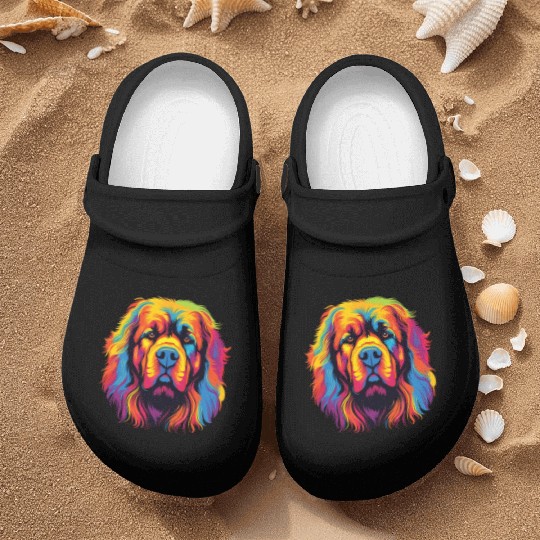 Watercolor Colorful Tibetan Mastiff Nurse Clogs