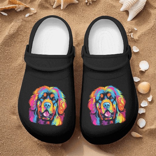 Watercolor Colorful Tibetan Mastiff Nurse Clogs
