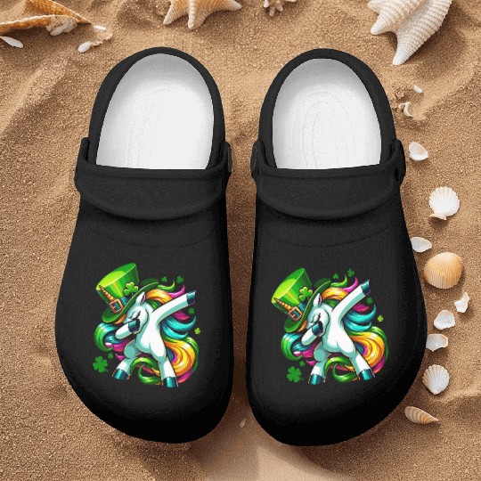 St Patricks Day Girls Women Unicorn Lepricorn Nurse Clogs
