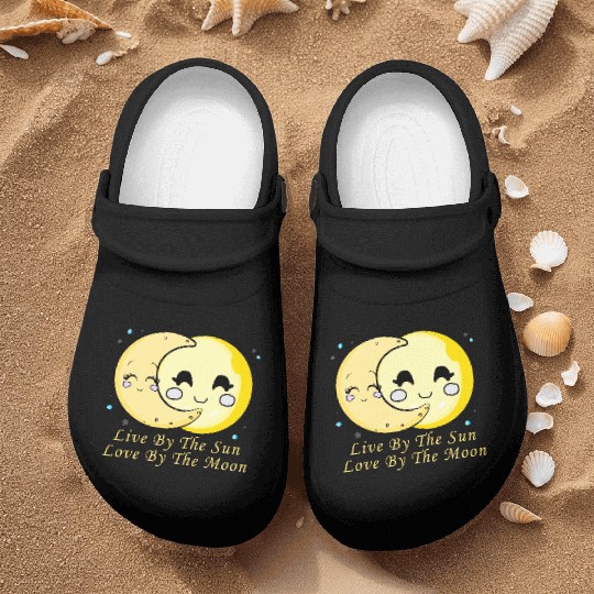 Live By The Sun Love By The Moon, Cartoon Sun Moon Nurse Clogs