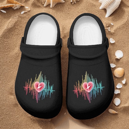 Minimalist Heartbeat Ballerina Line Art Nurse Clogs