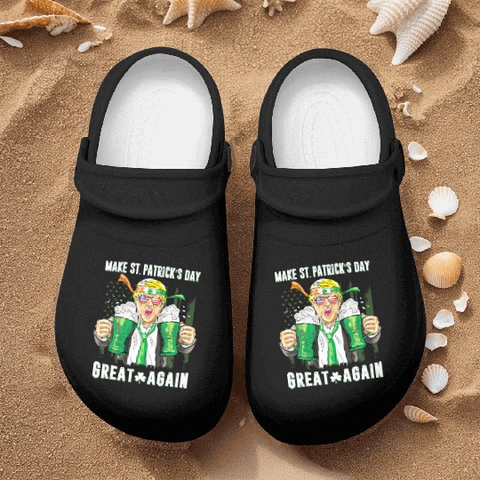 Funny Trump 2024 Make St Patrick s Day Great Again Nurse Clogs