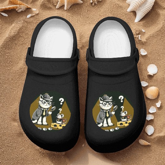 Detective Cat and Superhero Mouse Adventure Nurse Clogs