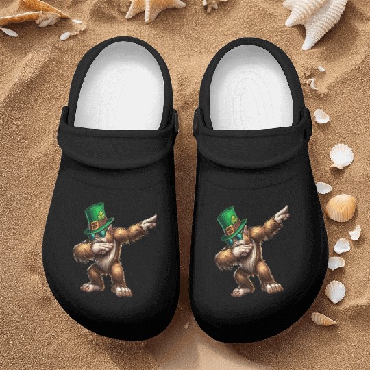 Dabbing Bigfoot Sasquatch Lover St Patricks Day Nurse Clogs