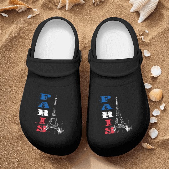 Eiffel Tower Grunge Silhouette Nurse Clogs