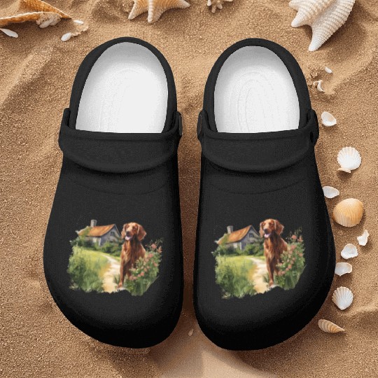 Irish Setter Emerald Dog Cottagecore Adventure Nurse Clogs