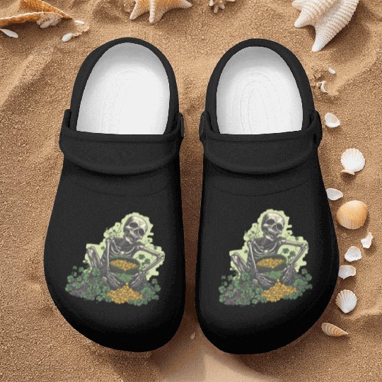 St Patricks Skeleton Pot of Gold Nurse Clogs