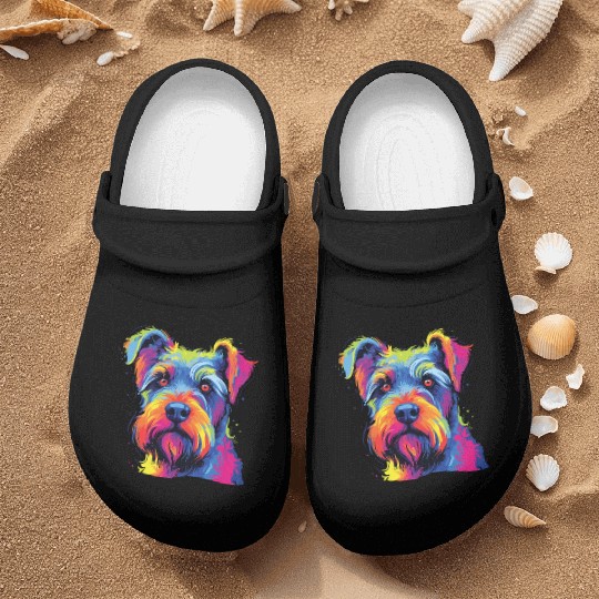 Watercolor Colorful Standard Schnauzer Nurse Clogs