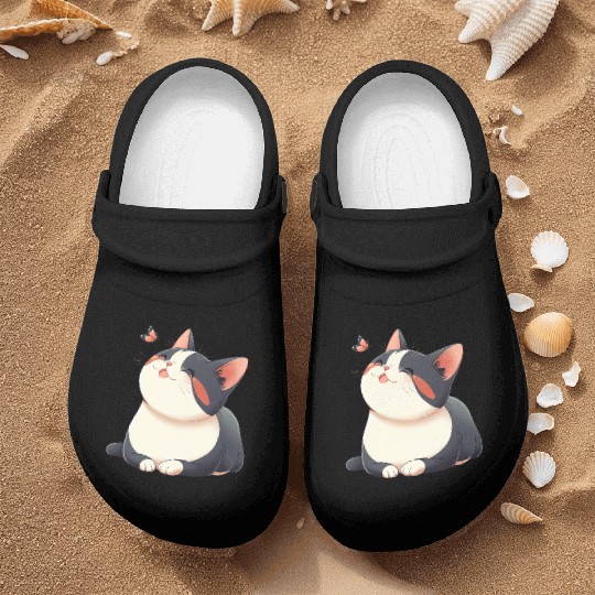 Kawaii Cat and Butterfly Nurse Clogs