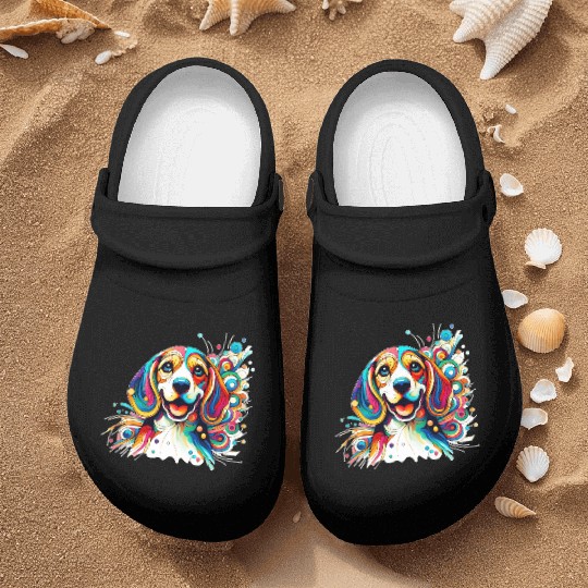 Сheerful abstract beagle Nurse Clogs