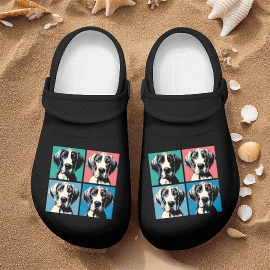 Pop Retro Great Dane Art - Dog Portrait Nurse Clogs