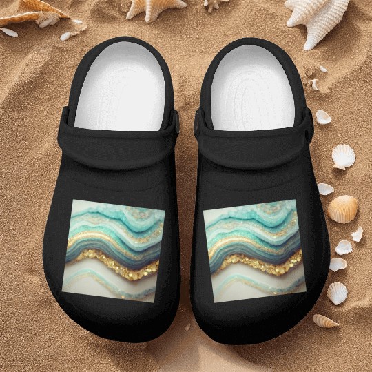 Teal Agate Geode Stone Nurse Clogs