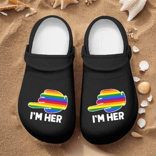 I'm Hers Rainbow Lesbian Couple Funny LGBT Pride Nurse Clogs