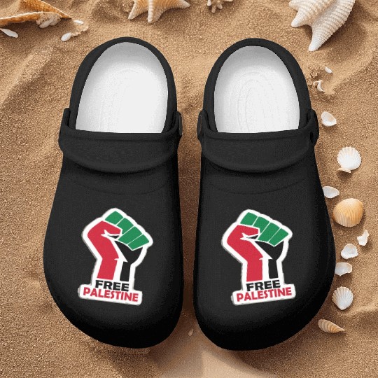Bold Pro-Palestine Fist Design free Palestine free Nurse Clogs