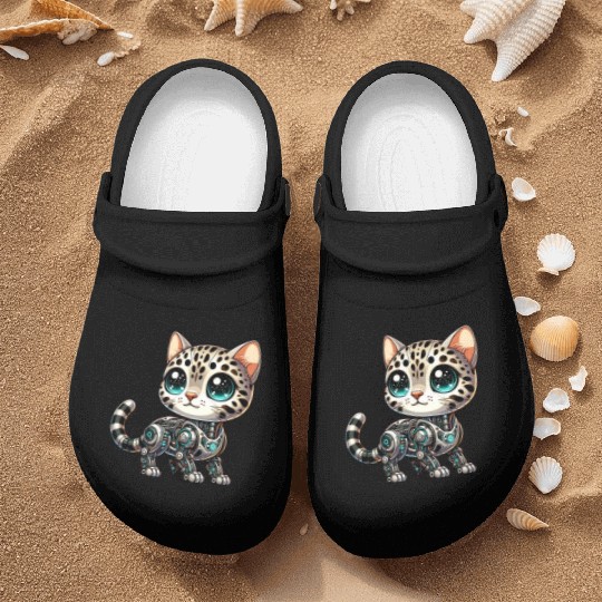Bengal Cat Robot Cyborg Cartoon Nurse Clogs