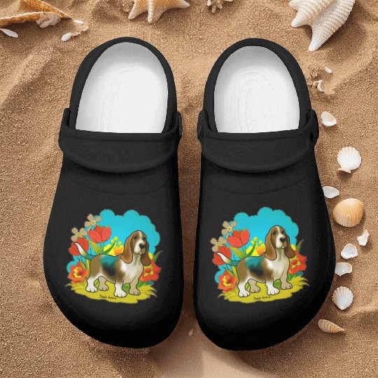 A sweet basset hound dog Nurse Clogs