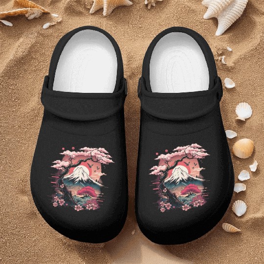 Japanese Sakura Garden Geisha Mount Fuji Cherry Nurse Clogs