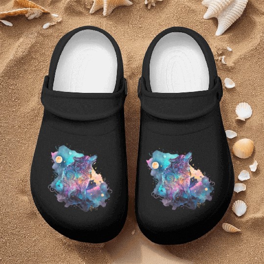 Wolf Print, Cosmic Wolves, Animal Print, Cosmos Nurse Clogs