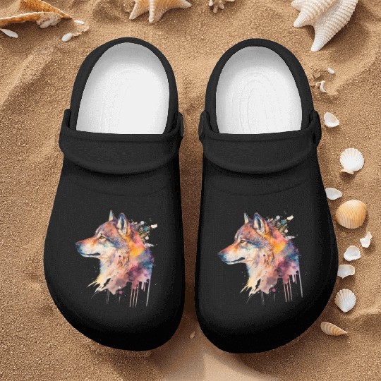 Wolf Print, Cosmic Wolves, Animal Print, Cosmos Nurse Clogs