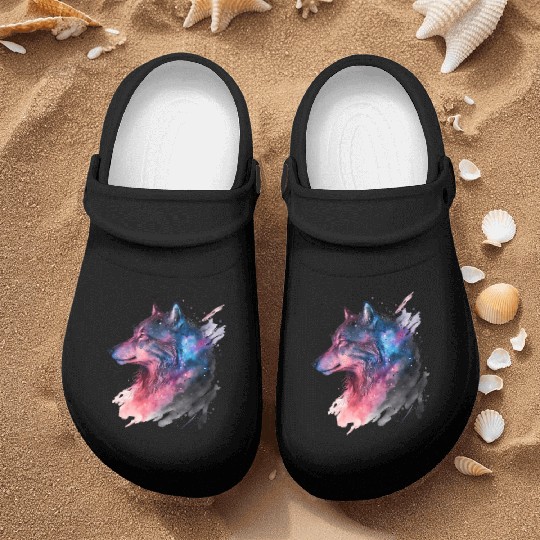 Wolf Print, Cosmic Wolves, Animal Print, Cosmos Nurse Clogs