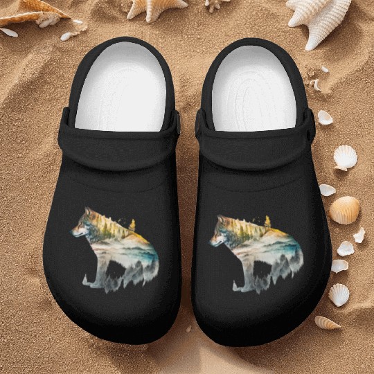 Wolf Print, Cosmic Wolves, Animal Print, Cosmos Nurse Clogs