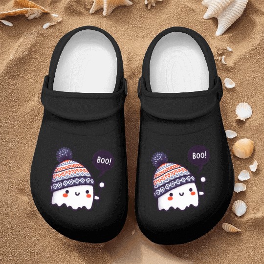Ghostly Surprise with Knitted Hat Nurse Clogs