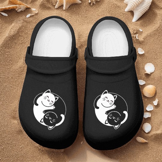 Yin and Yang Cats Nurse Clogs