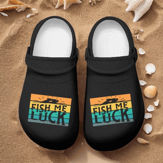 Fish Me Luck Funny Lake River Fishing Pun Boating Nurse Clogs