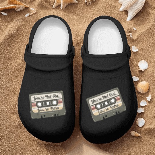 You're Not Old You're Retro Classic Cassette Tape Nurse Clogs