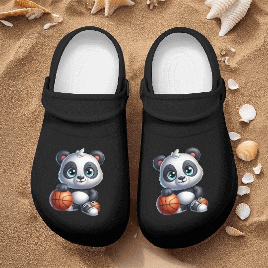 Cute Baby Panda Playing Basketball Playful Paws Nurse Clogs