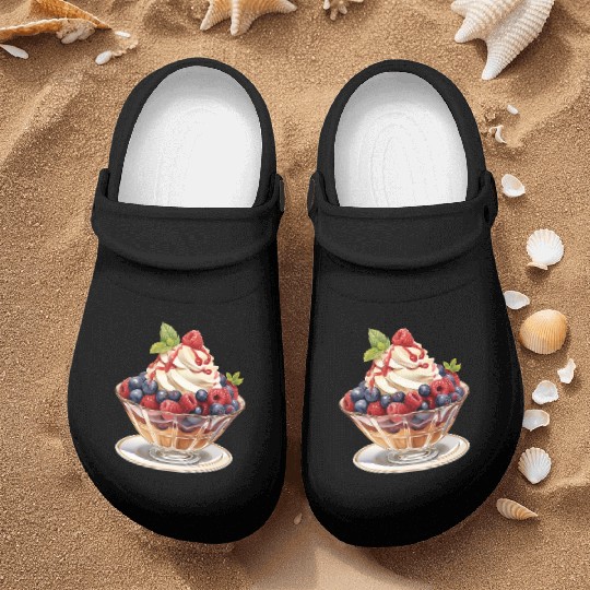 Fruity Raspberries and Blueberries Parfait Sundae Nurse Clogs