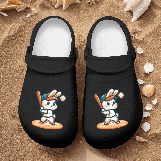 Home Run Hopper: Baseball Bunny Nurse Clogs
