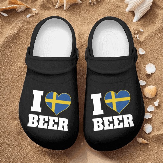I Love Beer And Sweden Patriotic Expression Nurse Clogs