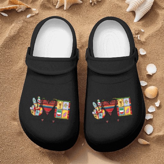 Peace Love Loteria Serape Mexican Bingo Card Nurse Clogs