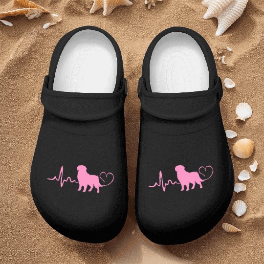 Dog Silhouette Golden Retriever Heartbeat Nurse Clogs