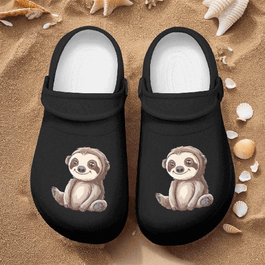 Charming Smiling Sloth Graphic Nurse Clogs