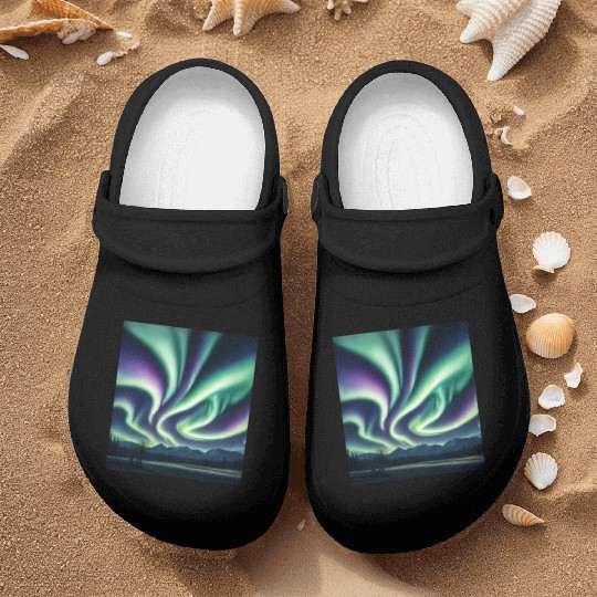 ultra realistic northern lights Nurse Clogs