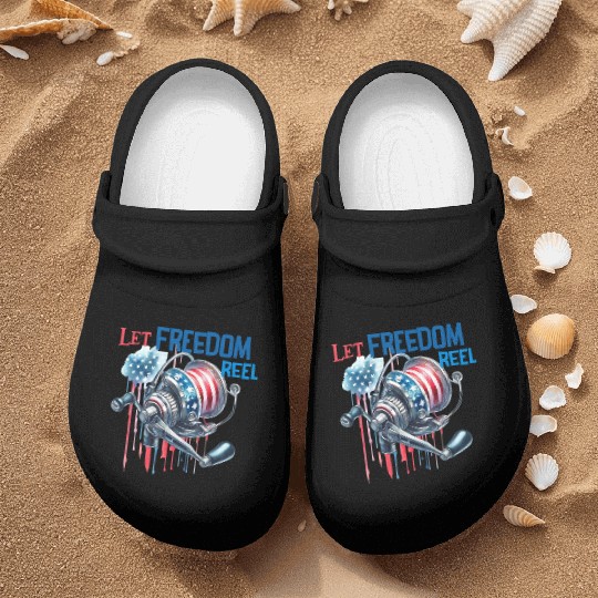 Let Freedom Reel Fishing USA Nurse Clogs