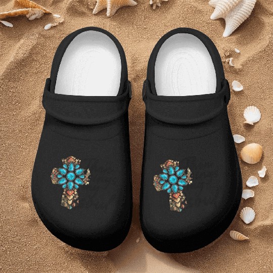 Turquoise Cross Western Aztec Art Nurse Clogs