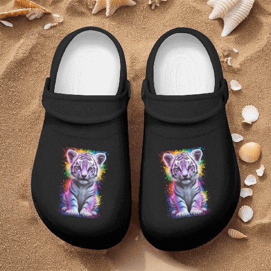 colorful tiger cub Nurse Clogs