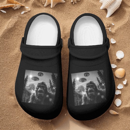 Graphic Bigfoot Sasquatch Selfie Nurse Clogs
