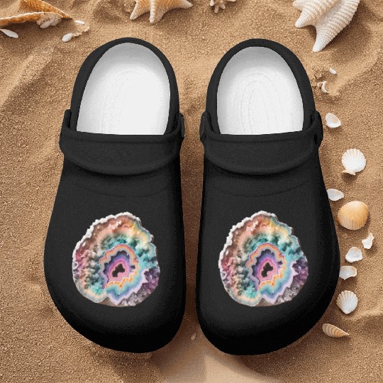 Fantasy Pastel Rainbow Geo Stone Crystal Nurse Clogs