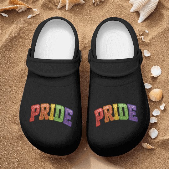 Pride Embroidered Sequisn Effect Nurse Clogs