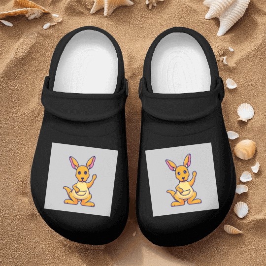 Cute Kangaroo Waving Hand: Cartoon Vector Icon Ill Nurse Clogs