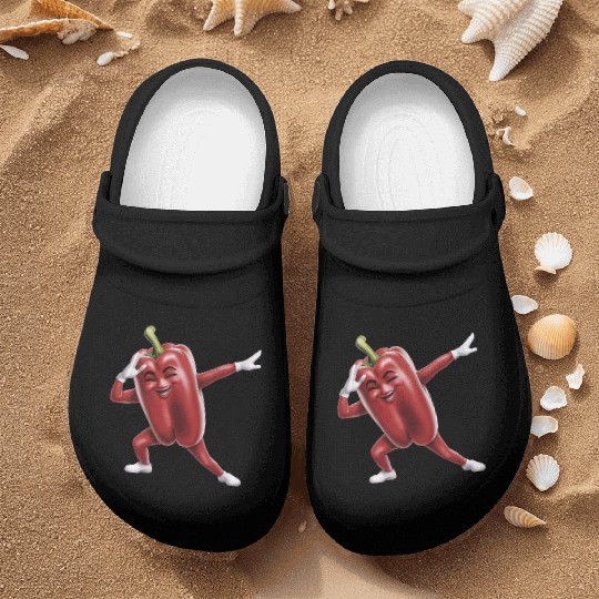 Red Bell Pepper Dabbing Realistic Nurse Clogs